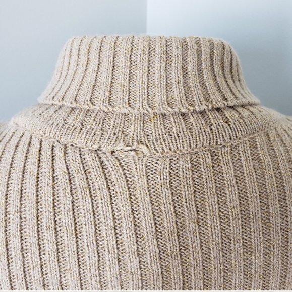 VOLCOM Wool Fitted Gold Sparkle Turtleneck Sweater - Picture 6 of 14